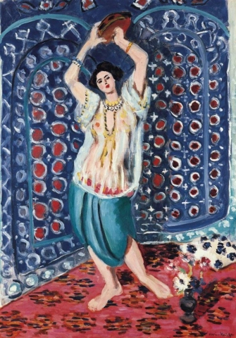 Odalisque med tamburin harmoni i blått 1926