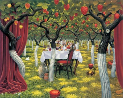 Jacek Yerka Jardín de fresas