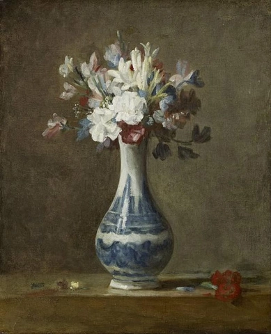 Jean-Baptiste-Siméon Chardin, En vase med blomster, 1750