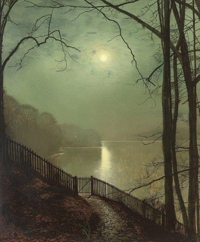 John Atkinson Grimshaw Moolight On The Lake Roundhay Park Leeds