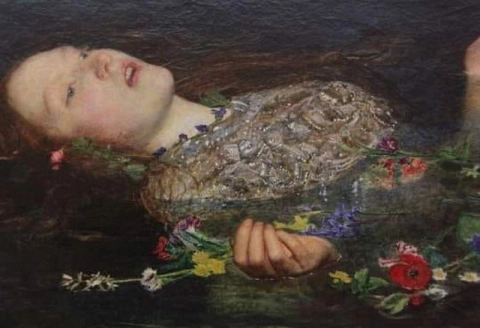 John Everett Millais Ophelia, 1851-1852 - yksityiskohta