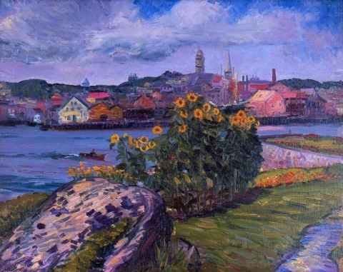 John French Sloan Girasoli sul collo roccioso 1914