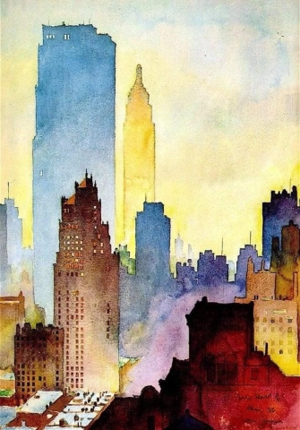 John Held Jr. Skyline di Manhattan - 1936