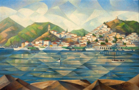 Kostas Plakotaris View Of Poros 1962