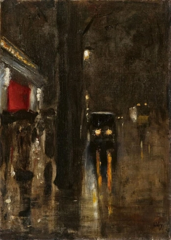 Lesser Ury, Nächtliche Straßenszene, Berlin (In den Zelten), c. 1915-20