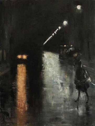 Lesser Ury Nachtliche Strassenszene Berlin