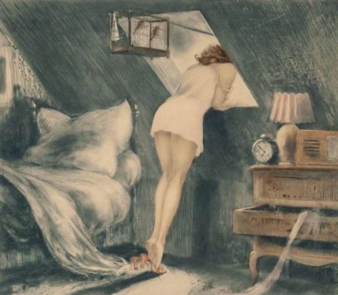 Louis Icart Attic Room 1940