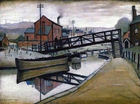 Lowry Barges On A Canal 1941