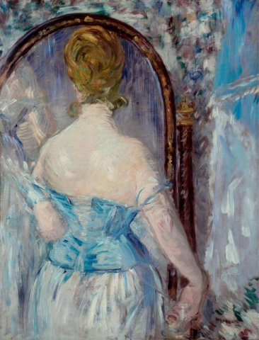 In front of the mirror