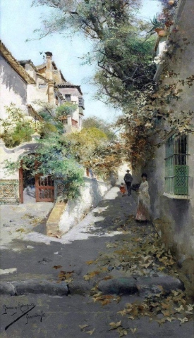 Manuel Garcia Y Rodriguez Scena di strada a Granada 1890