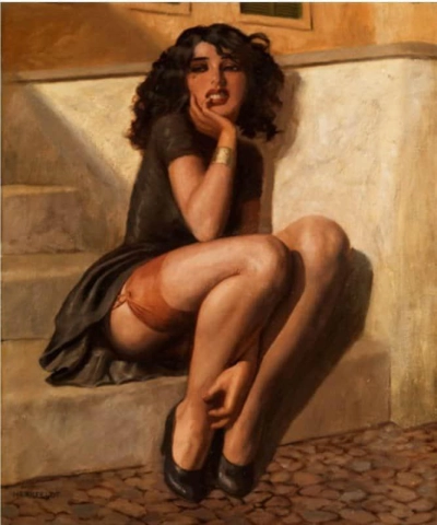 Marcel Ren Herrfeldt Southern Girl On Stairs