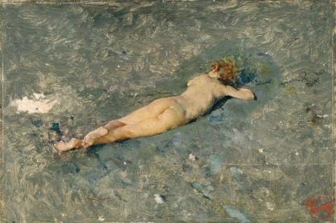 Mariano Fortuny Marsal nudo sulla spiaggia di Portici 1874