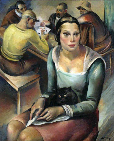 Marijan Trepse Mujer con un gato 1931