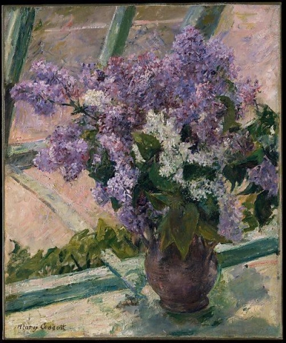 Mary Cassatt Lilas en una ventana