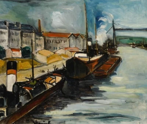 Maurice De Vlaminck Le Port Bateaux Quai C. 1912