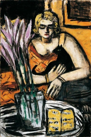 Max Beckmann Nainen kissan kanssa 1942