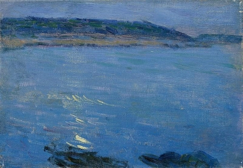 Max Kurzweil, Paesaggio marino blu al chiaro di luna, 1900 circa