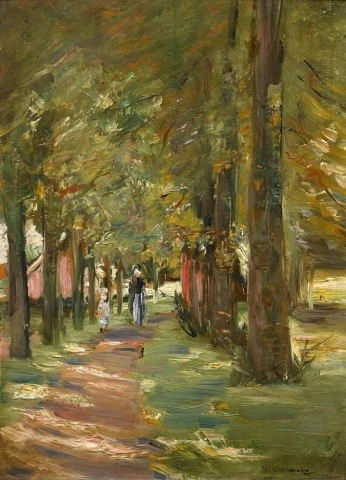 Max Liebermann, Avenue with Female Figure with Child, 1896