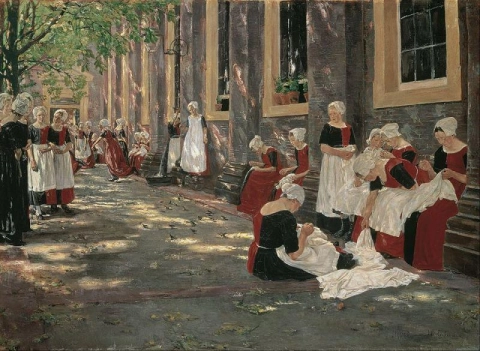 Max Liebermann O pátio do orfanato em Amsterdã