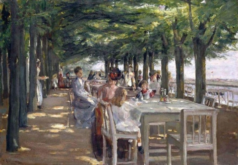 Max Liebermann Jacob-ravintolan terassi Nienstedtenissä Elbellä 1902