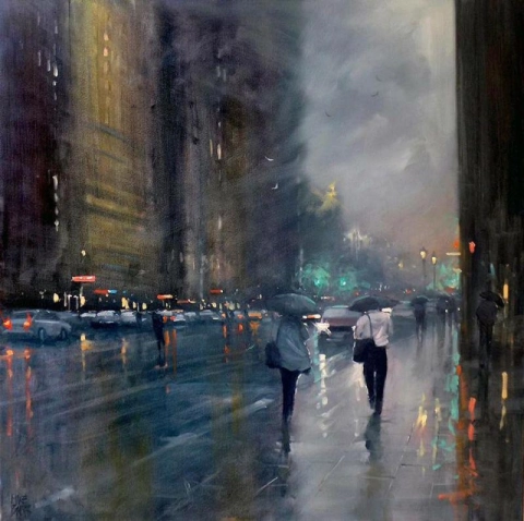 Mike Barr, chuva tardia, rua Waymouth