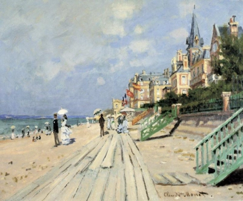 Praia em Trouville por Monet