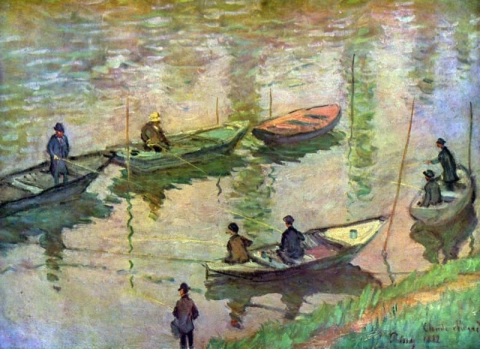 Pescadores en el Sena en Poissy