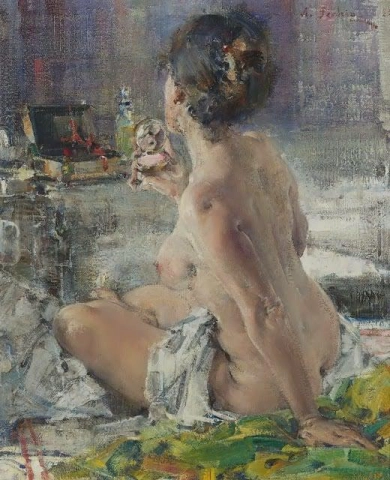 Nicolai Fechin Donna nuda con uno specchio