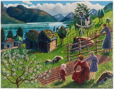 尼古拉·阿斯特鲁普 (Nikolai Astrup)，《Sandalstrand 的生长季节》，1923 年