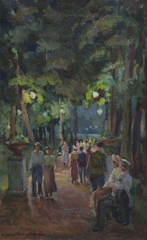 Nikolai Grigoriev in het park, 1936