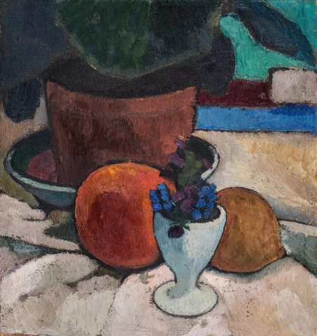 Paula Modersohn-Becker, Stillleben mit Blattpflanze und Eierbecher, c. 1905