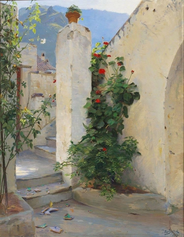 Peter Ilsted Pelargonium In Bloom - Capri - 1891