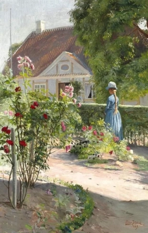 Peter Vilhelm Ilsted, Young Woman In A Rose Garden, 1889