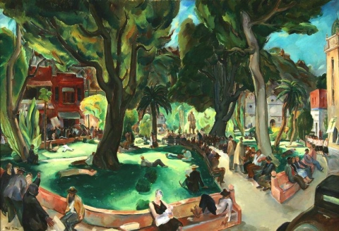 Phil Dike Sunday Afternoon In The Plaza De Los Angeles 1939