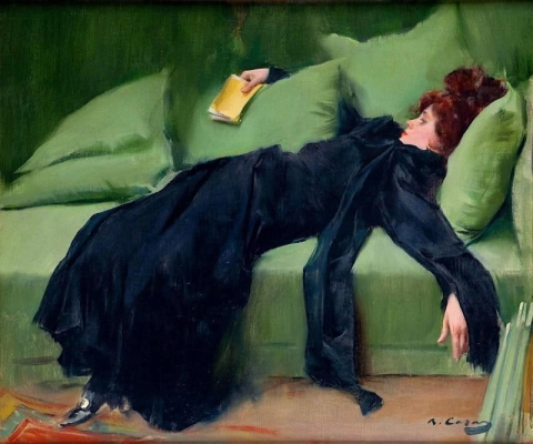 Ramon Casas, decadente jonge vrouw na het bal - 1899