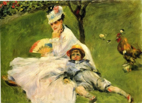 Camille Monet and her son Jean in the Argenteuil garden