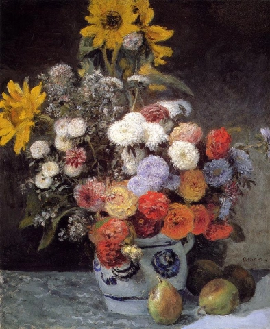 Floral arrangement in an earthen pot