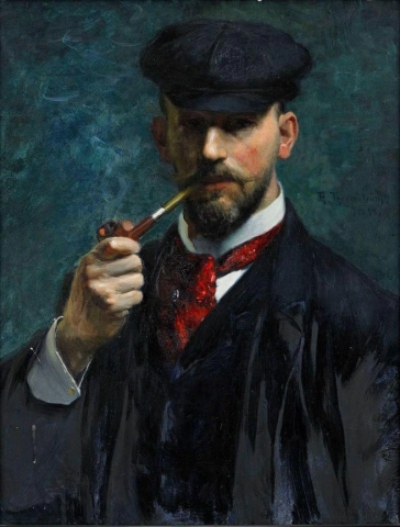 Autorretrato de Robert Thegerstrom com cachimbo