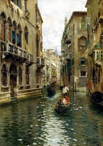 Rubens Santoro A Family Outing On A Venetian Canal