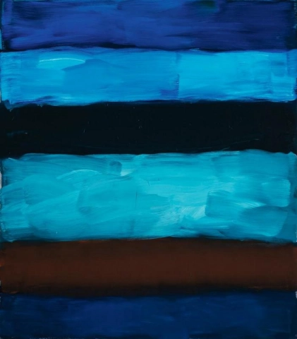 肖恩·斯卡利 (Sean Scully)，固定电话棕蓝条 - 2015