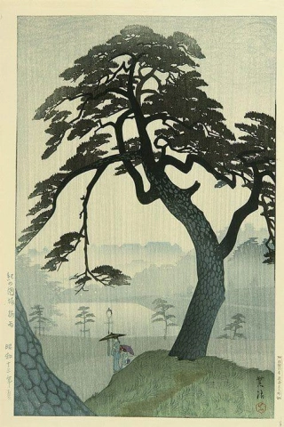 Shiro Kasamatsu-pijnboom in regen 1938