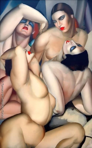 Tamara De Lempicka Grupp av fyra nakenbilder