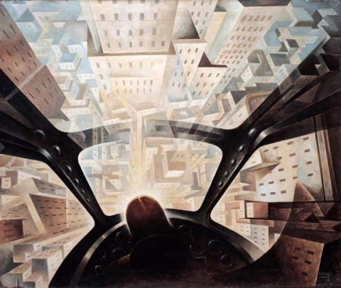 Tullio Crali Incuneandosi Nell Abitato - Plunging Into The City - 1938