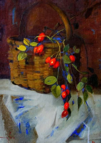 Ucha Japaridze Rosehip Branch In A Basket. 1980