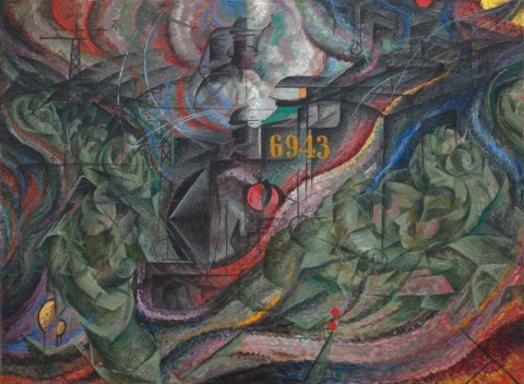 翁贝托·博乔尼 (Umberto Boccioni)，《心态 I》——出发——1911