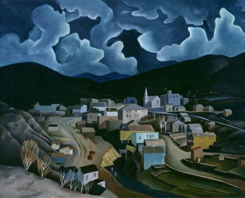 Vance Kirkland Moonlight In Central City 1935