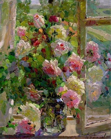 Victor Zundalev Untitled - Il Bouquet Sul Davanzale Con La Finestra Aperta