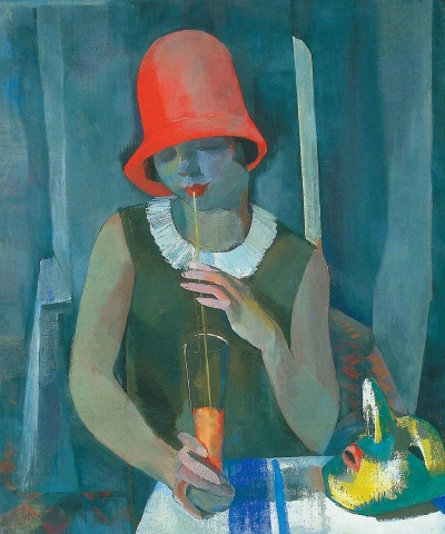 Vilmos Aba-novak-vrouw in een rode hoed, 1929