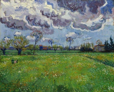 Landschap Onder Een Stormhemel