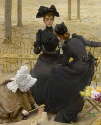 Vittorio Matteo Corcos - Conversazione nel giardino del Lussemburgo 1892